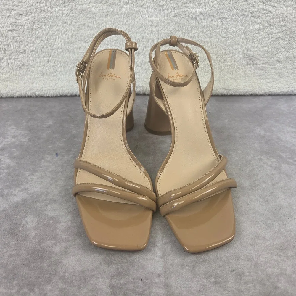 Sam Edelman Kia Block Heel Sandals Rose Nude Leather Ankle Strap Womens SZ11 M